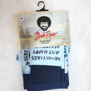 Bob Ross Boxer Brief Sock Set, NO MISTAKES JUST HAPPY ACCIDENTS.  Medium